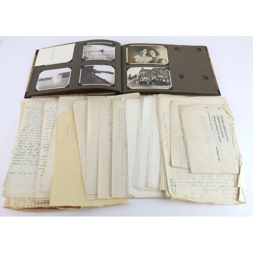 932 - German WW2 photo album with a selection of German letters spanning from 1940 to 1949 and various oth... 