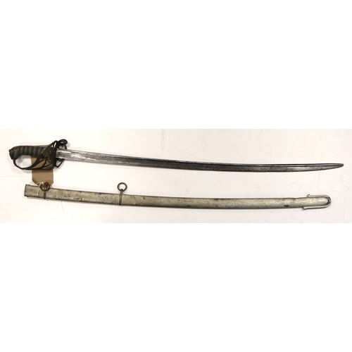 94 - Sword William IIII pipe back 1822 pattern Infantry Officers in its steel scabbard.