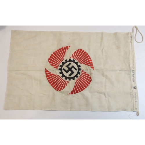 940 - German WW2 unusual flag 1939 to the lanyard with various inspectors stamps.