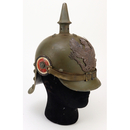 955 - Imperial German Jager zu Pferde Other Ranks cavalry helmet, steel body with field grey fittings. Com... 