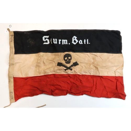 956 - Imperial German Stormtroopers flag & Freikorps Tank interest flag.