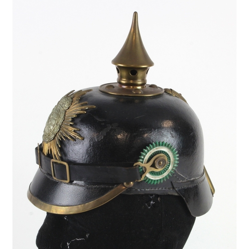 964 - Saxony O/R Pickelhaube M1895, original parts, later chin strap