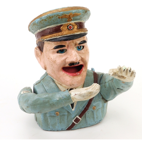 717 - German cast iron comic bust of Adolf Hitler money box.