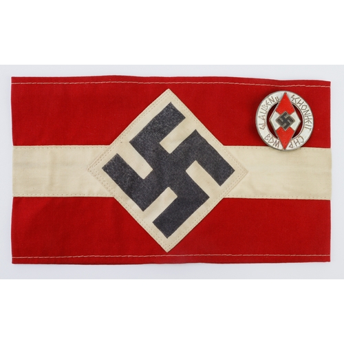 736 - German Hitler Youth armband and lapel badge.