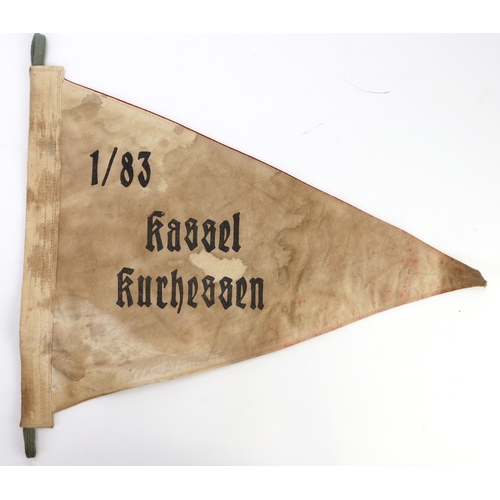 740 - German Hitler Youth Pennant, 1/83 Kassel Kurhessen, service wear.