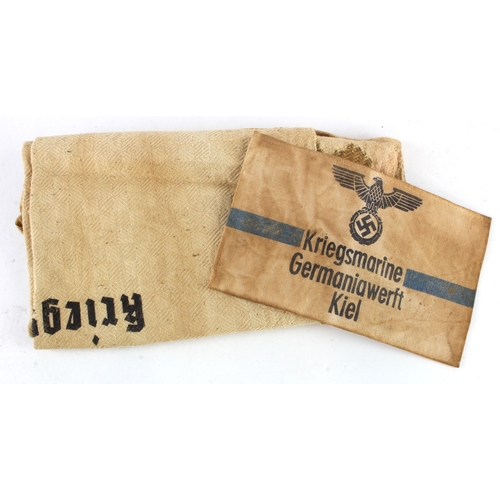 758 - German Kriegsmarine armband a tea towel.