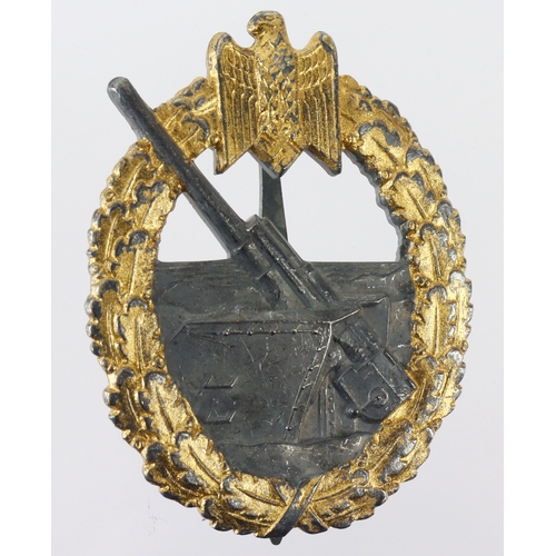 760 - German Kriegsmarine Coastal Artillery war badge, maker marked.