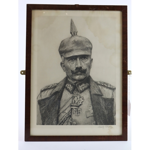 959 - Imperial German vintage framed hand drawn sketch of the Kaiser.