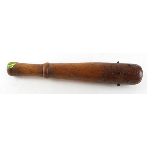 75 - Scarce and original WW1 trench club (made from a table leg with iron studs driven into the head). Or... 