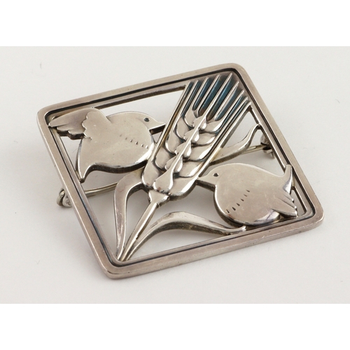 478 - Georg Jensen. Sterling silver birds and wheatsheaf brooch model 250 by Arno Molinowski. Weight 19.1g