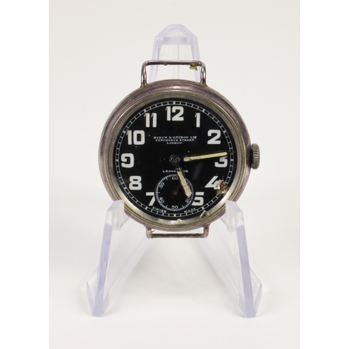 490 - Birch & Gaydon wristwatch, black dial with Arabic numerals, subsidiary dial at 6 o'clock, engraved W... 