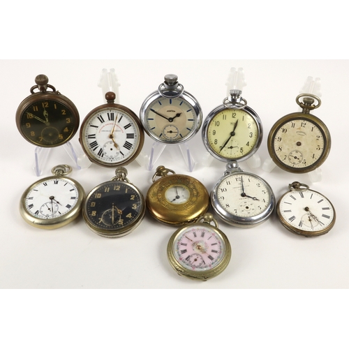 609 - Eleven gents base metal pocket watches. All AF