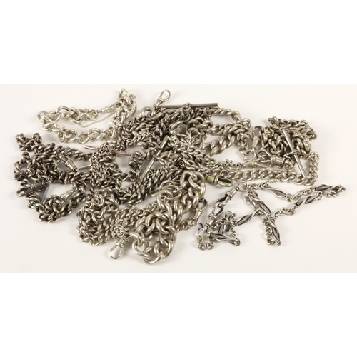 614 - Assortment of silver / tests silver pocket watch chains, Some have been made into bracelets. Total w... 