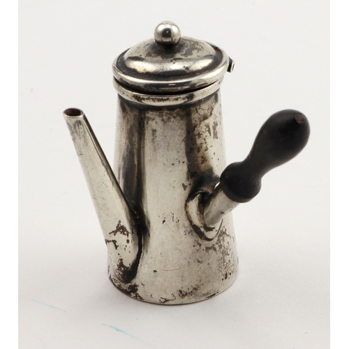 746 - Silver miniature chocolate pot with turned handle, hallmarked 'Birmingham 1913' (makers mark rubbed)... 