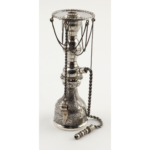 752 - Egyptian white metal hookah, height 16cm, weight 5.7oz. approx.