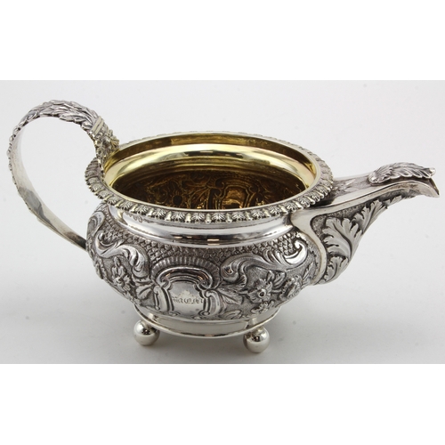 756 - Highly ornate, well made Georgian silver cream jug, hallmarked WB (William Bateman) London 1824. Wei... 