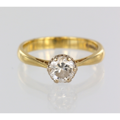 89 - 18ct yellow gold diamond solitaire ring, single round brilliant cut, total diamond weight approx. 0.... 