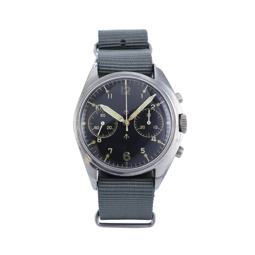 508 - Hamilton British Millitary RAF 'Fab Four' pilots chronograph wristwatch, dated 1970. The black dial ... 