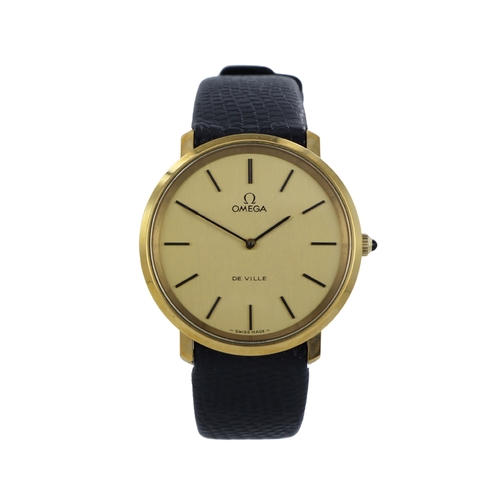 522 - Omega De Ville gold plated gents manual wind wristwatch, ref. 111.0107, circa 1975. The gilt dial wi... 