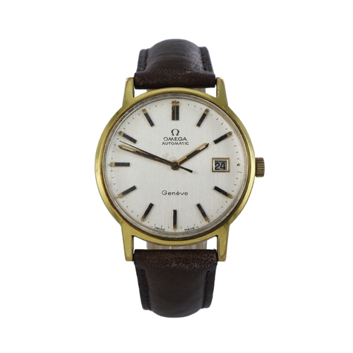 526 - Omega Geneve gold plated gents automatic wristwatch, ref. 166.00.98, circa 1971. The silvered dial w... 