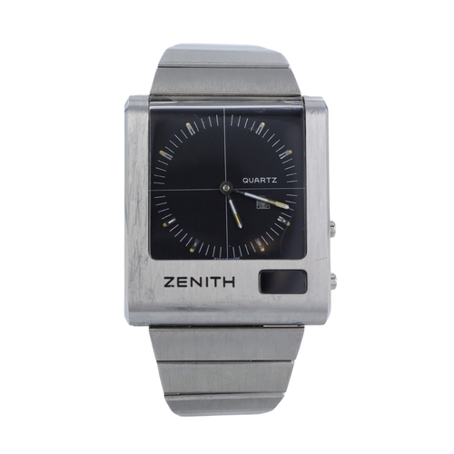 579 - Zenith Time Command stainless steel gents quartz wristwatch, ref. 02.0010.471. The black crosshair d... 