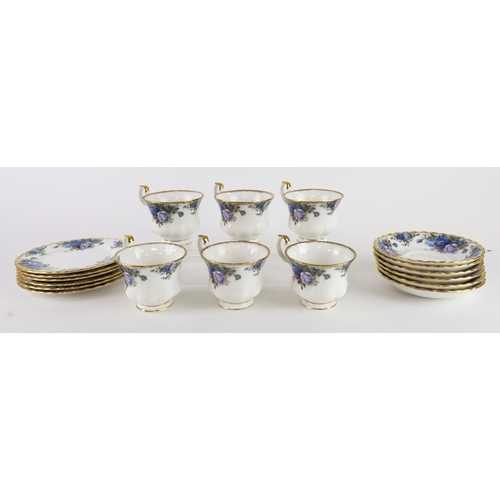 105 - Royal Albert 'Moonlight Rose' six piece tea set, comprising six cups, six saucers & six side plates,... 