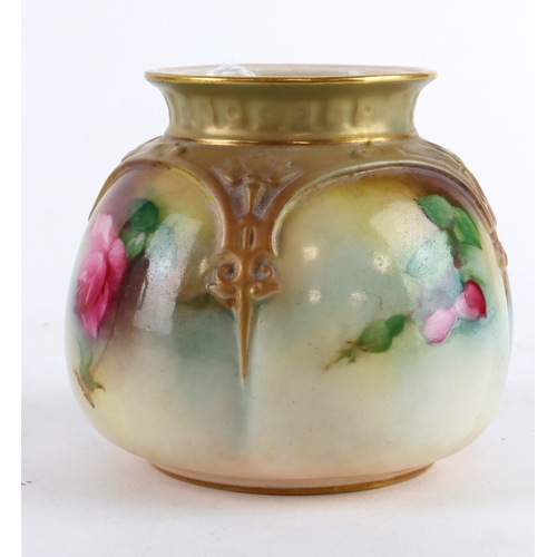 119 - Royal Worcester pot pourri (no. 175), with floral decoration, makers marks to base, height 80mm appr... 