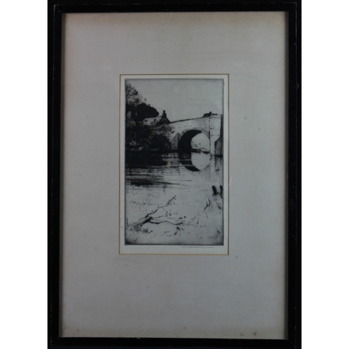 32 - Mathieson, John. G (Scottish 1880-1954) Etching titled Drip Bridge. Signed to lower margin. Image me... 