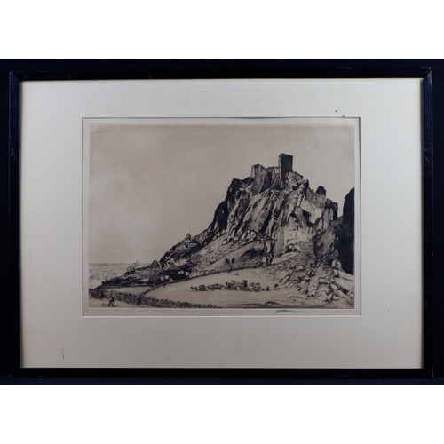 36 - Nixon, Job (British 1891 - 1938) 'A Ruined Castle in Provence'. Original Drypoint Etching on laid pa... 