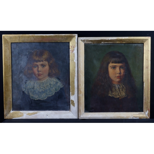 39 - Robert W Wright (British - died 1906) Oil on canvas (2). Two portraits of (possibly the same) young ... 