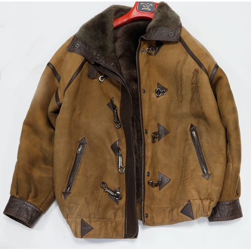 411 - Yves Saint Laurent (Fourrures) fur lined bomber jacket with suede / leather exterior, size small - m... 