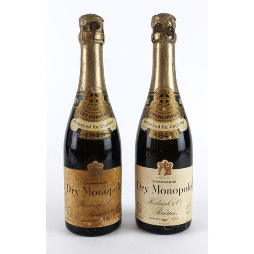 413 - Heidsieck & Co. Reims Dry Monopole Champagne 1945 (2 half bottles)