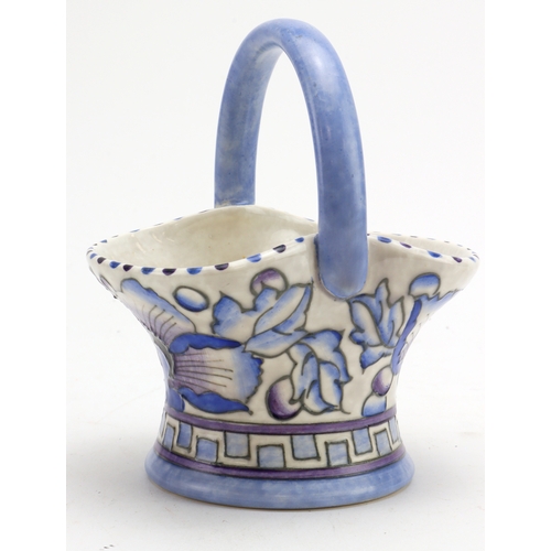 50 - Charlotte Rhead small china basket c1930 (H. J. Wood Ltd., of Burslem), 130mm approx in height