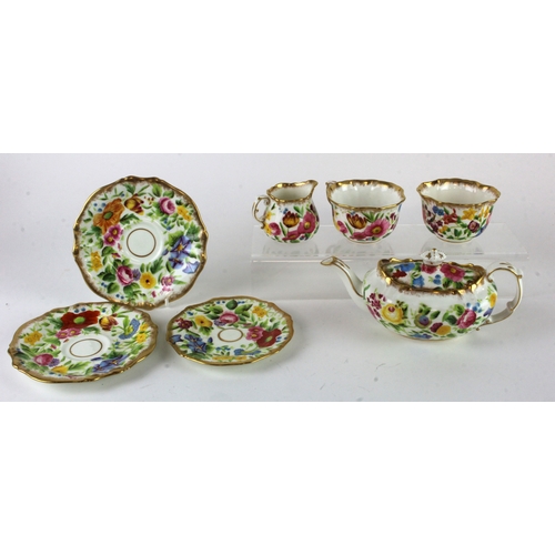 74 - Hammersley & Co. Queen Anne pattern tea set for one (13166), with hand painted floral decoration, co... 