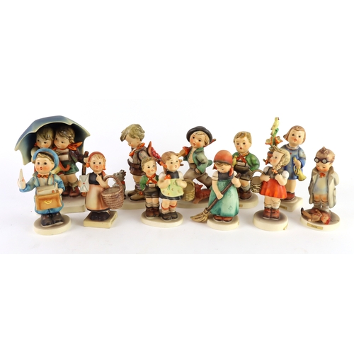 77 - Hummel. A collection of eleven Goebel Hummel figures, makers mark to base of each, tallest 15cm appr... 