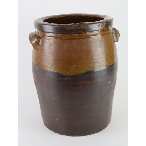 80 - Jar. A large glazed stoneware twin handled jar, height 39cm approx.