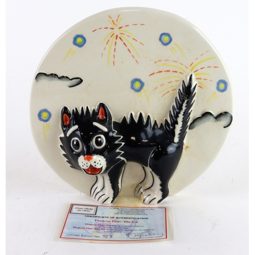 87 - Lorna Bailey limited edition plaque 'Thunder Flash the Cat', signed by artist to reverse (37/75), wi... 