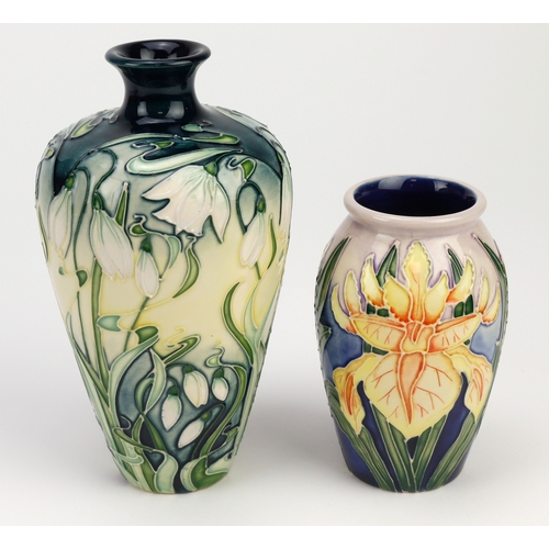 96 - Moorcroft. Two Moorcroft vases, comprising Nivalis pattern, height 15cm & Windrush pattern, height 1... 