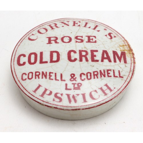 78 - Ipswich Cold Cream pot lid dark red transfer, Cornell's Rose Cold Cream/Cornell & Cornell Ltd., Ipsw... 