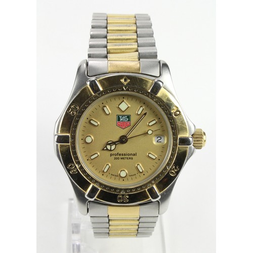 565 - Tag Heuer Professional 200m gold plated and stainless steel cased quartz gents wristwatch, ref. 964.... 