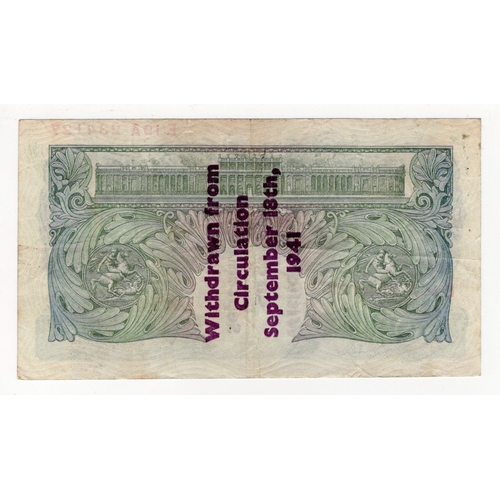 113 - Peppiatt 1 Pound (B239A) Guernsey Overprint 'Withdrawn from circulation September 18th 1941.', seria... 