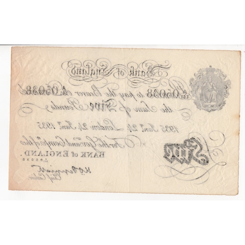 127 - Peppiatt BERNHARD note, 5 Pounds dated 24th January 1935, serial A/141 05038 (B241 for type) Bernhar... 