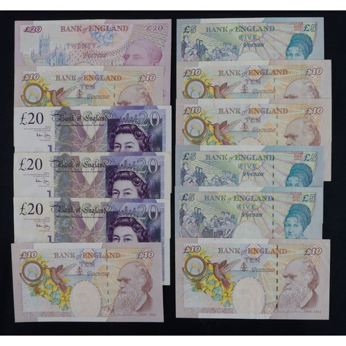 16 - Bailey (12), a group of REPLACEMENT and COLUMN SORT notes, 20 Pounds issued 2007 serial LL33 893576 ... 