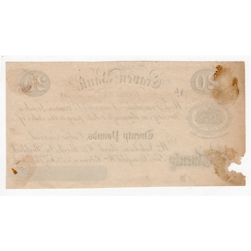 170 - Craven Bank 20 Pounds PROOF sight bill dated 18xx (handwritten date 24th March 1859 at bottom) uniss... 