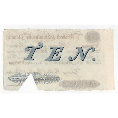 207 - Wisbech & Lincolnshire Bank 10 Pounds dated 1st November 1894, serial No. 8844 for Gurney, Birkbeck,... 