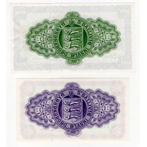 219 - Guernsey (2), 1 Pound and 10 Shillings dated 1st July 1966, last date for these issues, serial 46/S ... 