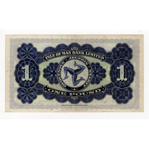 256 - Isle of Man 1 Pound dated 17th March 1958, signed Cashin & Quirk, serial I/4 0587 (IMPM M283, Pick6d... 