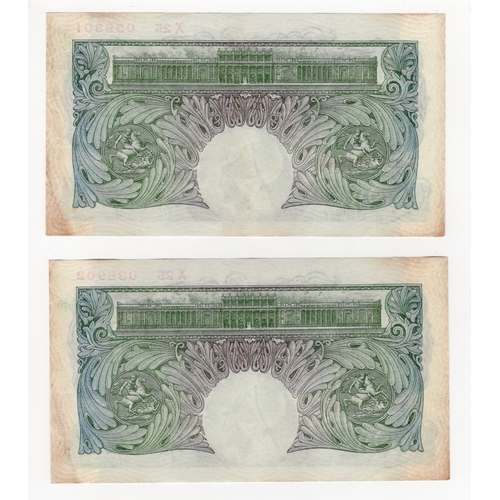 27 - Catterns 1 Pound (B225) issued 1930 (2), a consecutively numbered pair serial X25 039901 - X25 03990... 