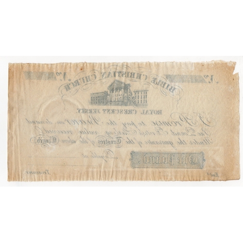 271 - Jersey, Bible Christian Church 1 Pound issued 1872, Royal Crescent Jersey, uniface remainder (PickS1... 