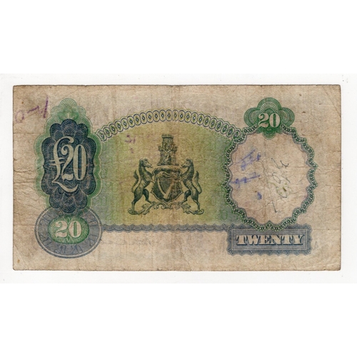 290 - Northern Ireland, National Bank Limited 20 Pounds dated 2nd October 1939, rarer early date, serial A... 